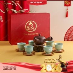 Bộ ấm tay ngang chén men ngọc An Thổ Túc – Quà Tết cao cấp sang trọng