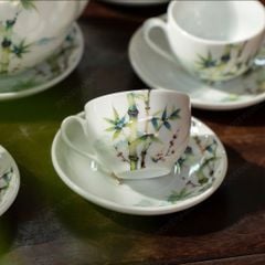 Bộ ấm chén nắp ngọn lửa Thanh Trúc Lam Điểu - Quà tặng in logo theo yêu cầu