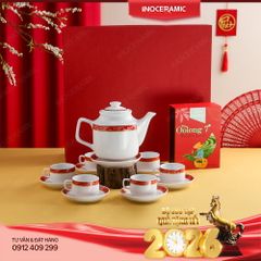 Lạc Hồng Vượng Niên – Bộ quà Tết gốm sứ Bát Tràng cao cấp, cát tường