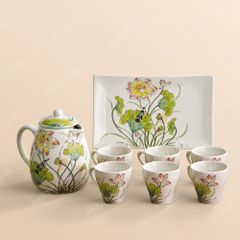 Bộ bình sứ đựng nước Indochine Liên Diệp - Gốm sứ Bát Tràng in logo