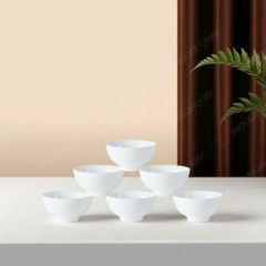 Set 6 chén cơm men trắng cao cấp – Bát đĩa gốm sứ men trắng in logo quà tặng