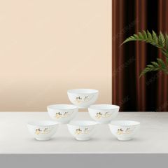 Bộ 6 chén cơm men sứ sen vàng - Quà tặng Bát Tràng cao cấp
