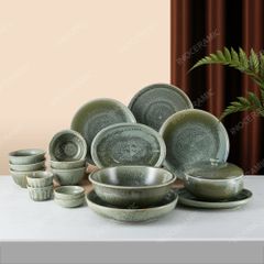BST Mộc Lâm bộ bát đĩa bàn tiệc thanh lịch cho nhà hàng khách sạn cao cấp