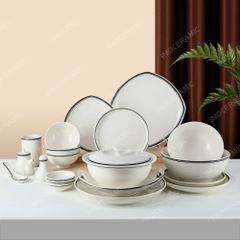 BST Tịnh Tuyến bộ bát đĩa sứ tối giản cho nhà hàng hiện đại