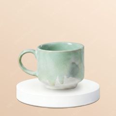 Cốc cà phê sứ trụ men ngọc loang