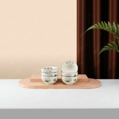 Bộ 06 chén (bát) cơm - Hoa văn Bồ công anh - Bát đĩa Bát Tràng in logo quà tặng