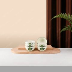 Bộ 06 chén (bát) cơm - Hoa văn Cỏ ba lá - Bát đĩa Bát Tràng in logo quà tặng
