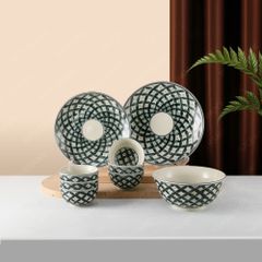 Bộ bát đĩa quà tặng 9 sản phẩm - Hoa văn Hoa chanh - Bát đĩa Bát Tràng in logo quà tặng
