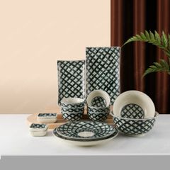 Bộ bát đĩa quà tặng 16 sản phẩm - Hoa chanh - Bát đĩa Bát Tràng in logo quà tặng