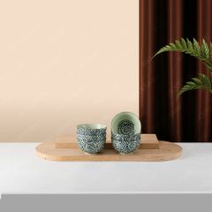 Bộ 06 chén (bát) cơm - Hoa văn Hoa móc - Bát đĩa Bát Tràng in logo quà tặng