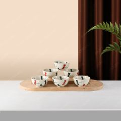 Bộ 06 chén (bát) cơm - Hoa văn Chuồn chuồn kim - Bát đĩa Bát Tràng in logo quà tặng