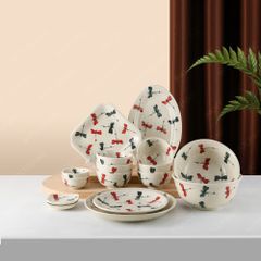 Bộ bát đĩa quà tặng 16 sản phẩm - Chuồn chuồn kim - Bát đĩa Bát Tràng in logo quà tặng