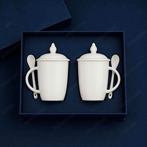 Combo quà tặng ly sứ dịp Trung Thu - Song Hỷ Đồng Tâm 02