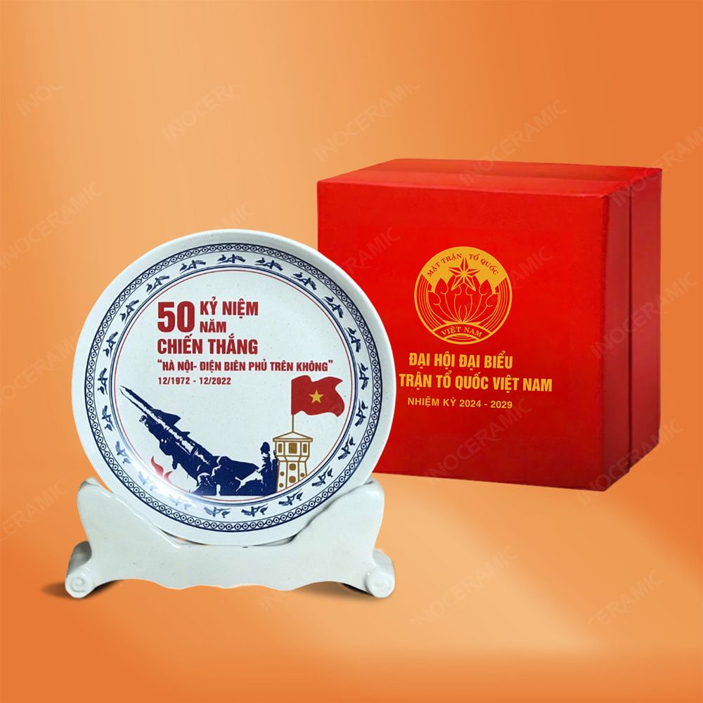 Đĩa biểu trưng lưu niệm in ấn logo biểu tượng Đại hội đế sứ