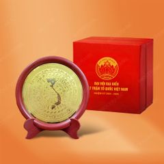 Đĩa lưu niệm Trống Đồng mạ vàng quà tặng Đại hội Mặt Trận Tổ Quốc
