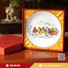 Đĩa trưng bày Mã Đáo Thành Công – Quà tặng Tết gốm sứ Bát Tràng