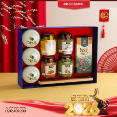 Hộp quà tặng khay mứt Xuân An Nhiên – Quà biếu cao cấp Gốm sứ Bát Tràng Tết 2026