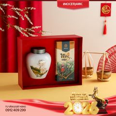 Hộp quà hũ đựng trà Liên Hương Tịnh Trà làm quà tặng cao cấp Tết 2026