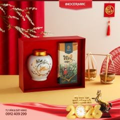 Bộ quà tặng An Phúc Trà - Hũ đựng trà gốm sứ Bát Tràng tặng Tết 2026