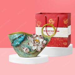 Quà tặng phụ nữ - Lọ làn hoa sứ Bát Tràng đắp nổi