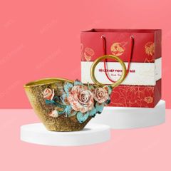 Quà tặng phụ nữ - Lọ làn hoa sứ Bát Tràng đắp nổi
