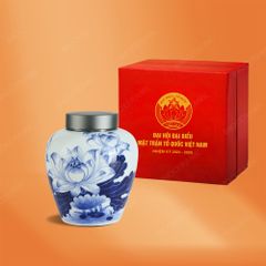 Hũ đựng trà Bạch Liên Lam Ảnh in logo Mặt Trận Tổ Quốc