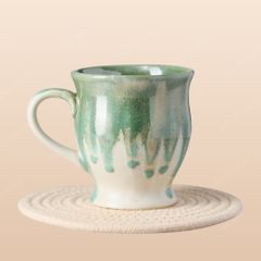 Cốc sứ eo to có quai Lục Vân – Men hỏa biến