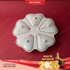 Khay mứt Đào Hồng vẽ tay Bát Tràng – Quà Tết cao cấp cho doanh nghiệp