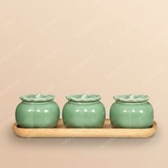 Set 3 hũ mứt quả hồng men ngọc – Quà Tết gốm sứ Bát Tràng cao cấp