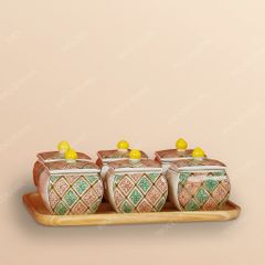 Bộ 6 hũ mứt vuông bầu vẽ trang trí Bát Tràng – Quà Tết cao cấp