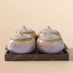 Set 4 hũ mứt quả hồng men tuyết hồng – Quà Tết in logo cao cấp Bát Tràng