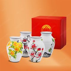 Lọ hoa dáng vò vẽ tay in logo quà tặng Đại hội Mặt Trận Tổ Quốc Việt Nam