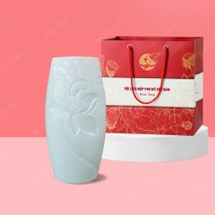 Quà tặng phụ nữ - Lọ hoa bom men ngọc khắc sen H27