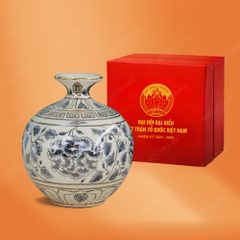 Bình tứ cảnh vẽ vàng in logo quà tặng Đại hội Mặt Trận Tổ Quốc