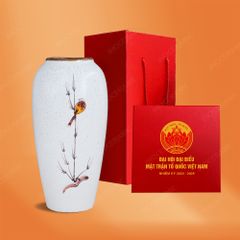 Lọ hoa men chấm chim oanh quà tặng Đại hội Mặt Trận Tổ Quốc