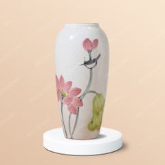 Lọ hoa Bát Tràng - Hạ Liên men tấm vẽ tay H27 in logo