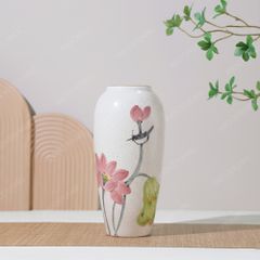 Lọ hoa Bát Tràng - Hạ Liên men tấm vẽ tay H27 in logo