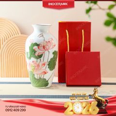 Lọ hoa Liên Hoa Tịnh Ngọc gốm sứ Bát Tràng làm quà Tết cao cấp