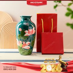 Bình hoa Ngọc Liên Phú Quý – Quà Tết Bát Tràng cao cấp, sang trọng 2026