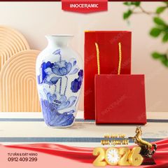 Lọ hoa Liên Hoa Lam Ngọc – Quà Tết Bát Tràng tinh tế và may mắn 2026