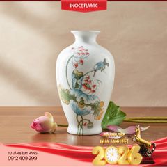 Lọ hoa Hương Liên Tước – Quà Tết gốm sứ Bát Tràng vẽ tay cao cấp 2026