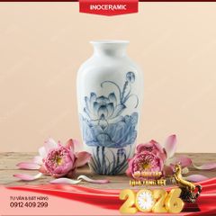 Lọ hoa Thanh Liên Cổ Ngọc – Quà Tết gốm sứ Bát Tràng cao cấp 2026