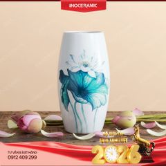 Lọ hoa bom Sen Xanh Chỉ Vàng – Món quà Tết gốm sứ Bát Tràng cao cấp 2026