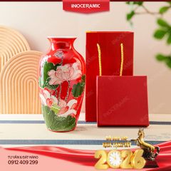 Lọ hoa Hồng Liên Cát Tường – Quà Tết Bát Tràng cao cấp 2026