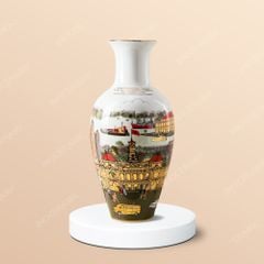 Lọ hoa Bát Tràng vẽ địa danh TP.HCM – Quà tặng in logo cao cấp