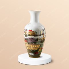 Lọ hoa Bát Tràng vẽ địa danh TP.HCM – Quà tặng in logo cao cấp