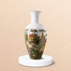 Lọ hoa Bát Tràng vẽ địa danh TP.HCM – Quà tặng in logo cao cấp