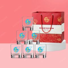 Quà tặng phụ nữ - Bộ 6 ly thủy tinh cao cấp in logo