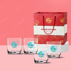 Quà tặng phụ nữ - Bộ 4 ly thủy tinh cao cấp in logo