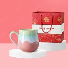 Quà tặng phụ nữ - Cốc sứ bầu miệng loe Hồng Đào men hỏa biến